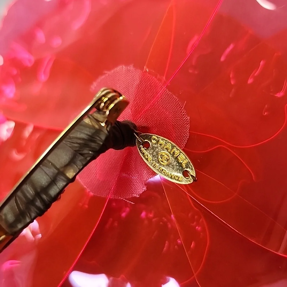 Chanel Hot Neon Pink Camelia Brooch PVC - Picture 4 of 5